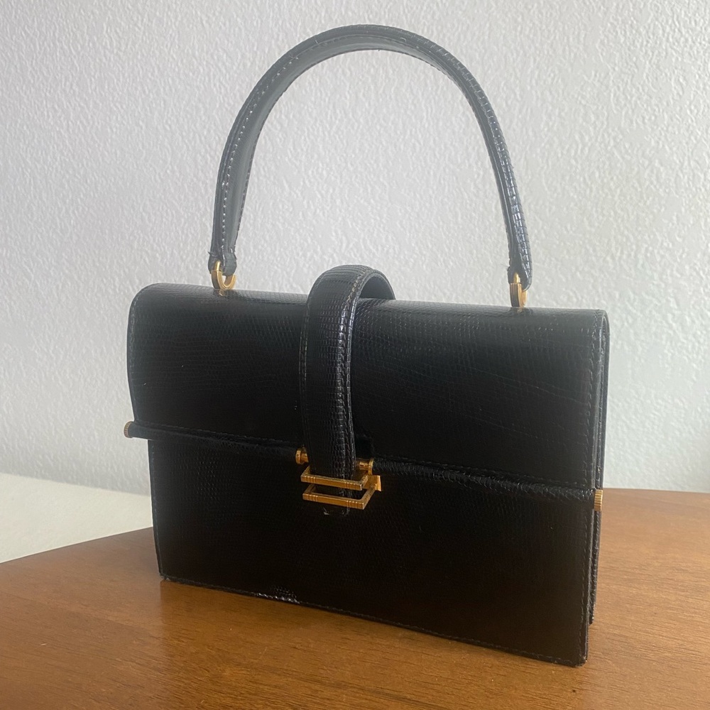 Vintage L. Ricci black Croc Purse Made in Italy